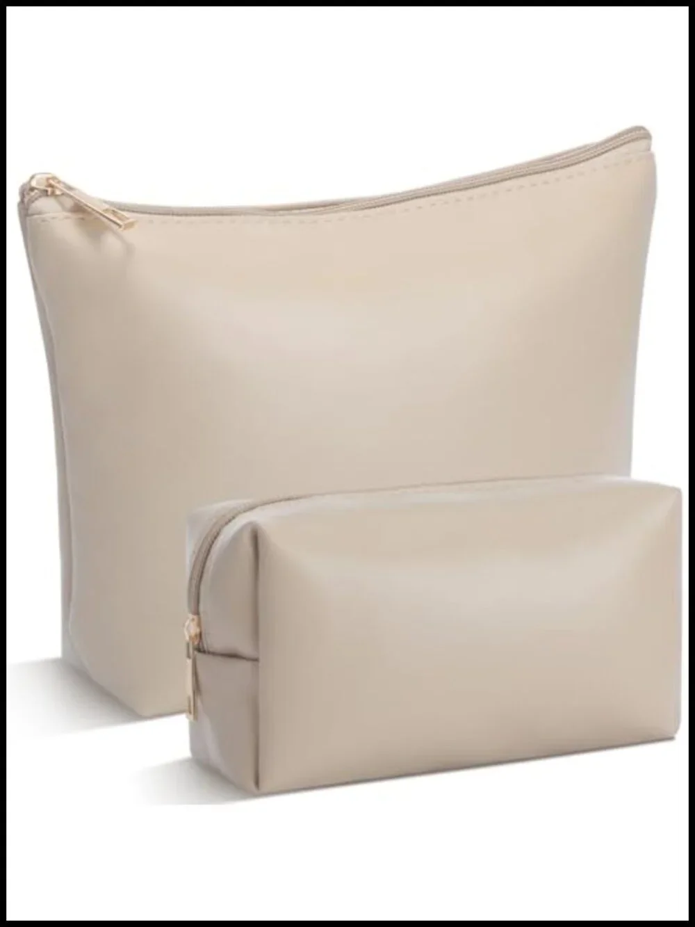 2 Pcs PU Leather Makeup Bag Set Waterproof Cosmetic Travel Toiletry Organizer